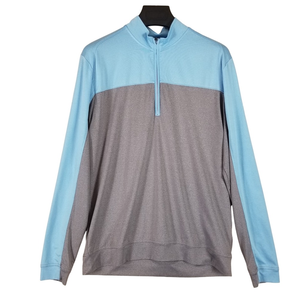johnnie-O‎ Quarter Zip Pullover Mens Size M Blue Grey Colorblock Performance